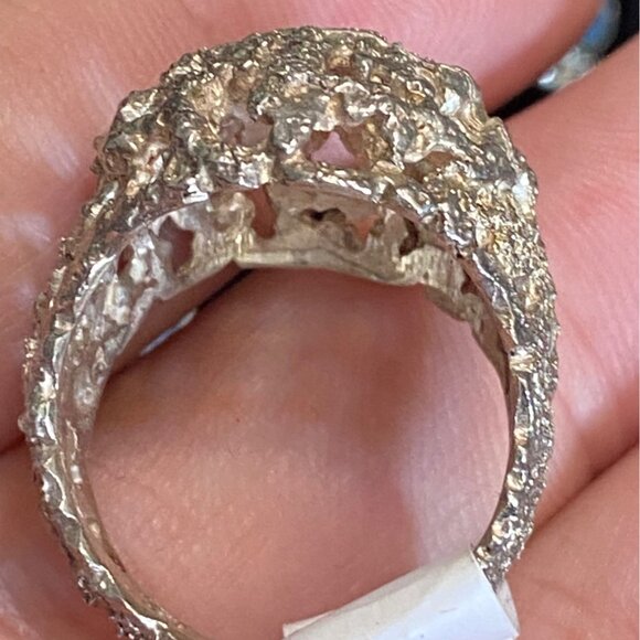 Ring Size 8 Brutalist Design Dome Sterling Silver 925 Women - Picture 7 of 11